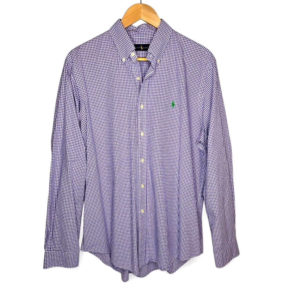 Polo Ralph‎ Lauren Purple Gingham Check Shirt Men's Preppy Embroidered Pony L